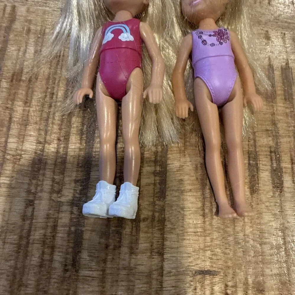 Barbie Chelsea Dolls LOT Of 2 Blonde Pink Purple Rainbow
